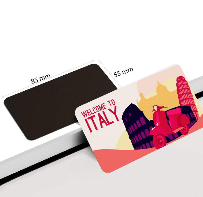 dhcrafts Rectangular Rubber Fridge Magnet / Magnetic Card Multicolor Italy D5 Design Pack of 1 (8.6cm x 5.4cm)